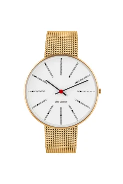 ARNE JACOBSEN BANKERS Ø40MM IO GULDMETAL MED HVID SKIVE - 43427
