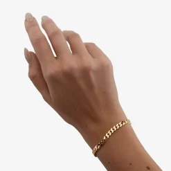 CAMILLE BRINCH ARMBÅND PANSER MEDIUM I FORGYLDT SØLV 19 CM - MPA-FG-19