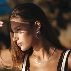 CAMILLE BRINCH STATEMENT TWIN ESSENTIA HOOPS SØLV - STTEH