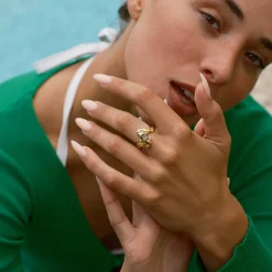 CAMILLE BRINCH STOR CONTRAST RING FORGYLDT SØLV - BCOR-FG