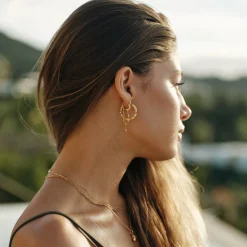CAMILLE BRINCH WAVY SPARKLY HEART EARLINES ØRERINGE I FORGYLDT SØLV - WSPHE-FG