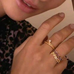 CARRÉ OLALLA RING SØLV FORGYLDT MED CHAMPAGNE KVARTS - FR 4450 CHQ