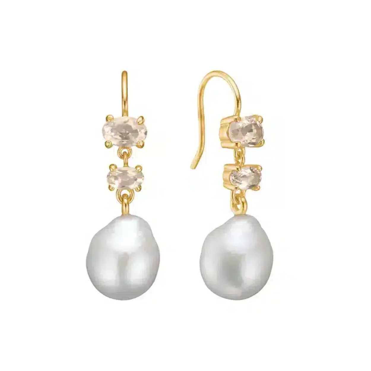CARRÉ UNICORN SØLV FORGYLDT CHAMPAGNE QUARTS OG BAROK PERLE - FH 4425 CHQBAROQUE