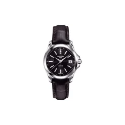 CERTINA DS PRIME DAME MED SORT LÆDERREM PLUS DIAMANTER
