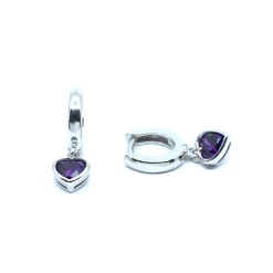 CHRISTOFFERSEN JEWELLERY ØRERINGE HJERTE MED LILLA STEN - 3710097-7