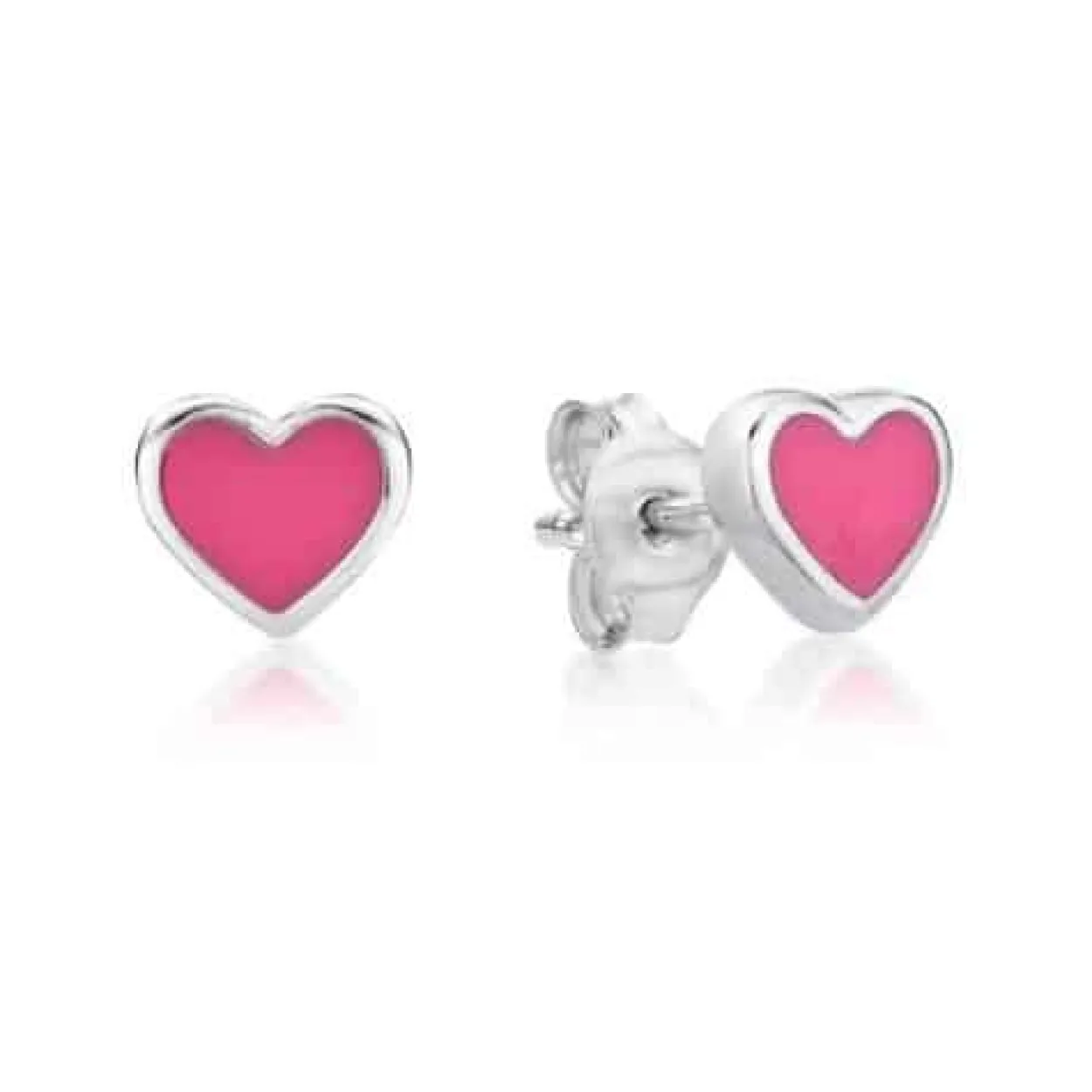 CHRISTOFFERSEN JEWELLERY ØRERINGE SØLV HJERTE MED LYSERØD EMALJE - 3070858-3