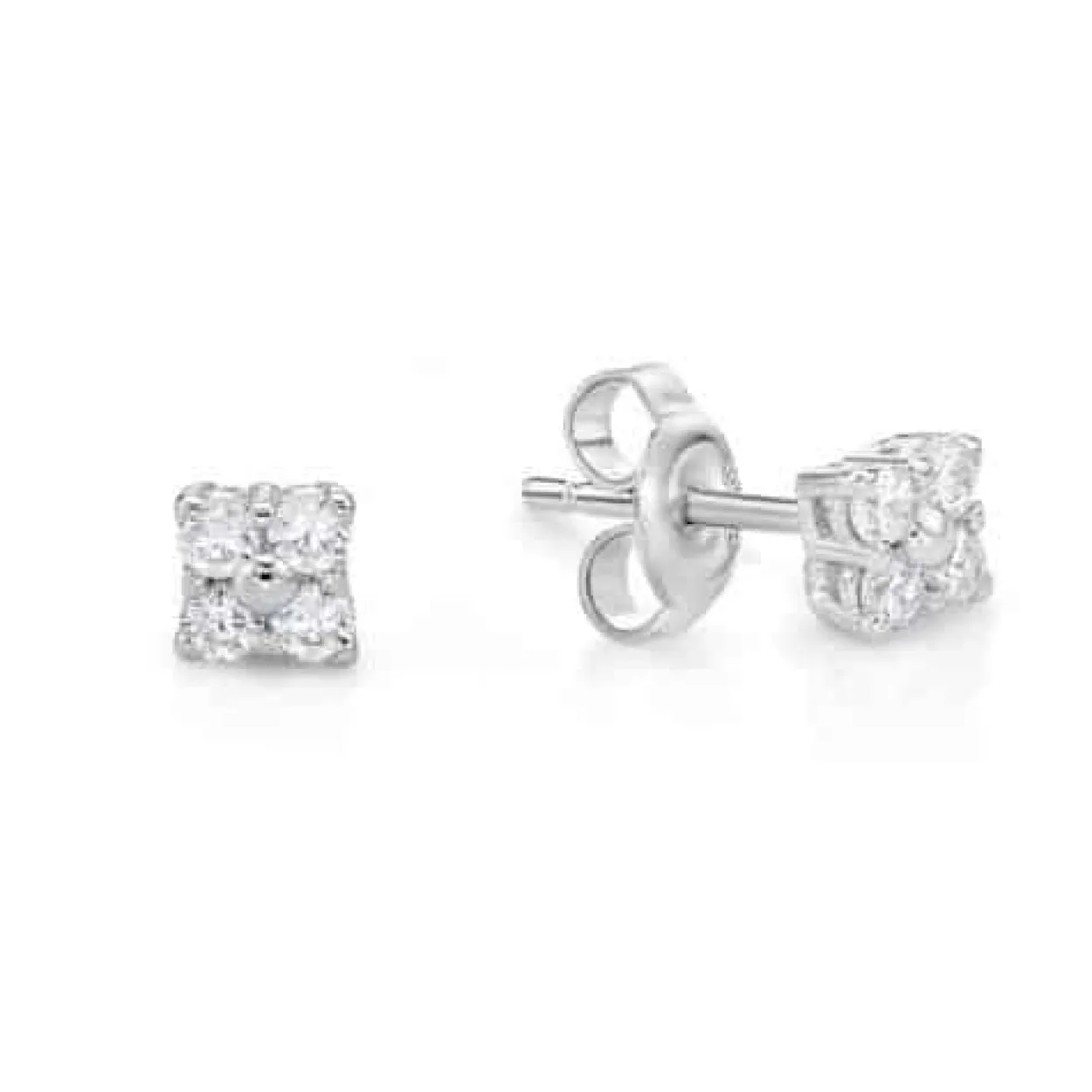 CHRISTOFFERSEN JEWELLERY ØRERINGE SØLV FIRKANTET MED ZIRKONIA - 3010624