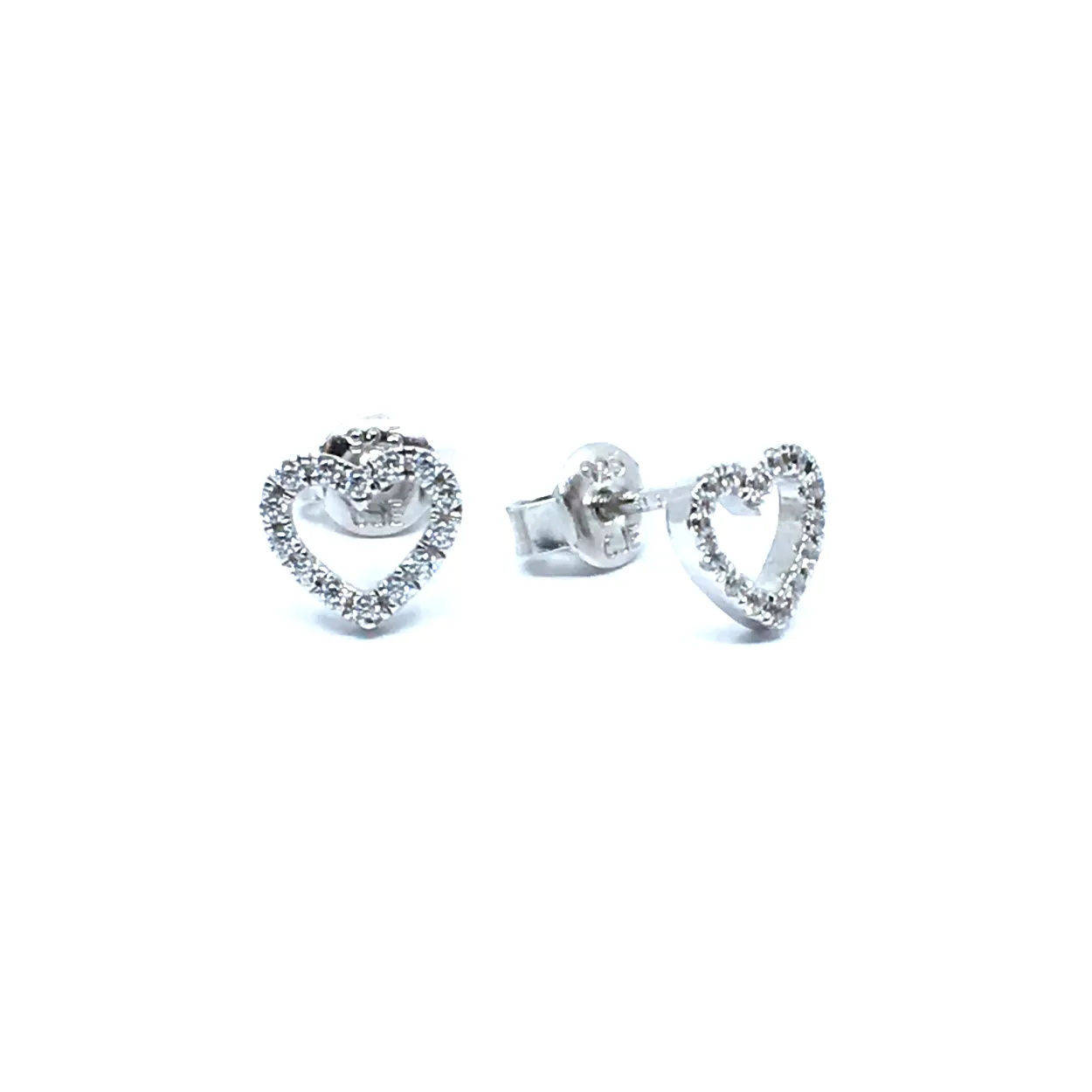 CHRISTOFFERSEN JEWELLERY ØRERINGE PÅ STIK HJERTE MED STEN - 3010794