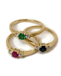 CHRISTOFFERSEN JEWELLERY RING 14 KARAT GULD MED GRØN SMARAGD OG 0,11 CARAT BRILLANTER - 5000490-SM