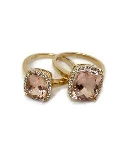 CHRISTOFFERSEN JEWELLERY ROSET RING 14 KARAT GULD MED MORGANIT OG 0,136 CARAT BRILLANTER - 5070956-53