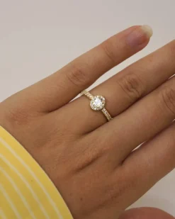 CHRISTOFFERSEN JEWELLERY ROSET RING 14 KARAT GULD MED TOPAS OG BRILLANTER – 5040129