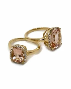 CHRISTOFFERSEN JEWELLERY ROSET RING 14 KARAT GULD MED MORGANIT OG 0,115 CARAT BRILLANTER - 5070957-53
