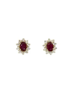 CHRISTOFFERSEN JEWELLERY ROSÉT ØRESTIKKER 14 KARAT GULD MED RUBIN OG BRILLANTER – 3070256G-RU