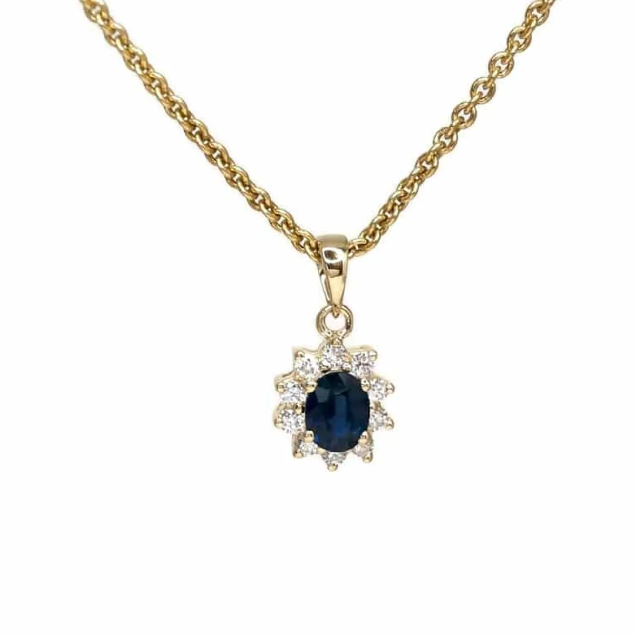 CHRISTOFFERSEN JEWELLERY ROSET VEDHÆNG 14 KARAT GULD MED SAFIR OG BRILLANTER - 4070256G-SA