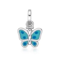 CHRISTOFFERSEN JEWELLERY VEDHÆNG SOMMERFUGL SØLV MED BLÅ EMALJE - 4070915-5