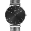 DANIEL WELLINGTON UR I STÅL MED MESHLÆNKE SORT BAGGRUND 40MM - DW00100629