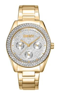 DKNY CHAMPERS MULTI GLITZ UR DAME I GULD FARVET STÅL - DK1L078M0025
