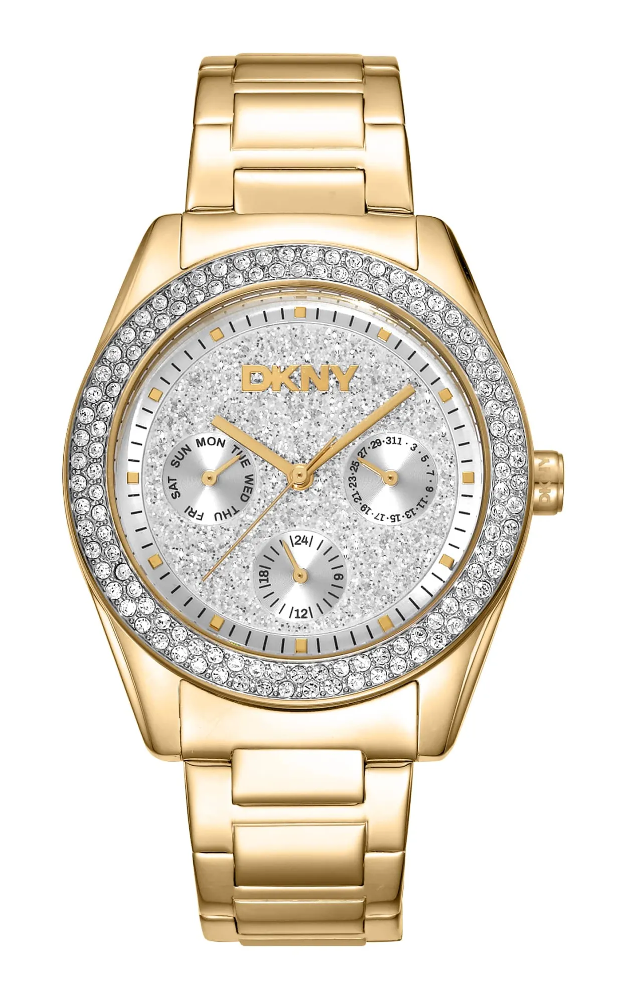 DKNY CHAMPERS MULTI GLITZ UR DAME I GULD FARVET STÅL - DK1L078M0025
