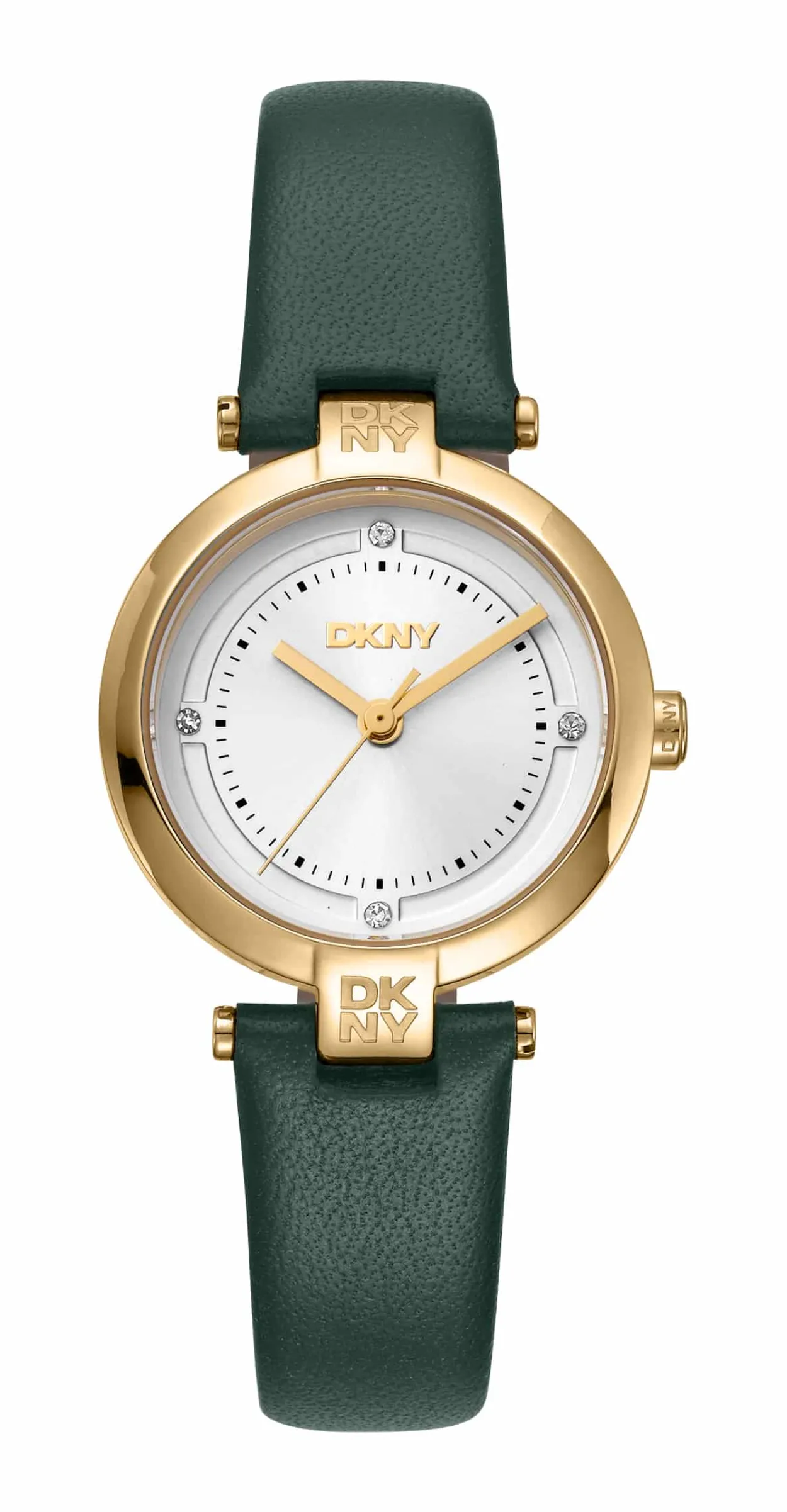 DKNY ESSENTIAL MINI UR DAME MED GRØN LÆDERREM - DK1L043L0025
