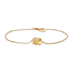 FLORA DANICA FIRKLØVER ARMBÅND PAVÉ FORGYLDT SØLV - FLC-BR-G-PAVE