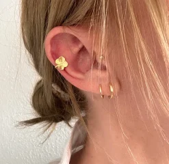 FLORA DANICA FIRKLØVER EAR CUFF FORGYLDT SØLV - FLC-EACU-G