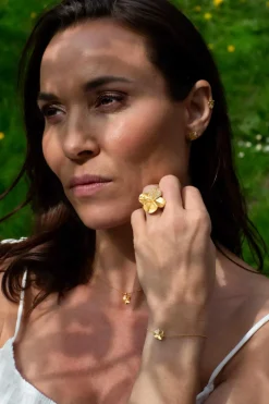 FLORA DANICA FIRKLØVER HALSKÆDE PAVE FORGYLDT SØLV - FLC-NE-G-PAVE