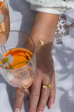 FLORA DANICA FIRKLØVER RING PAVÉ FORGYLDT SØLV - FLC-RI-G-PAVE