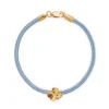 FLORA DANICA FIRKLØVER SILKE ARMBÅND BLÅT FORGYLDT SØLV - FLC-SILK-BLUE-16-G