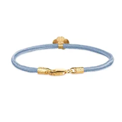 FLORA DANICA FIRKLØVER SILKE ARMBÅND BLÅT FORGYLDT SØLV - FLC-SILK-BLUE-16-G