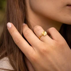 FLORA DANICA FIRKLØVER SØLV FORGYLDT RING - FLC-Ri-G