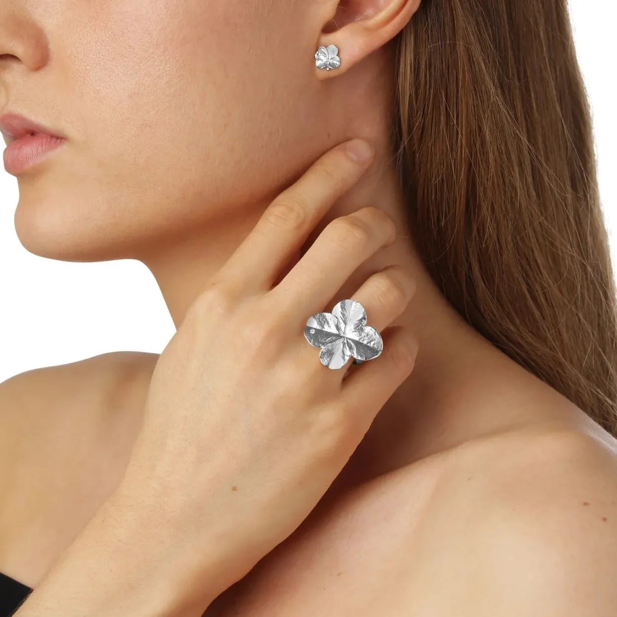 FLORA DANICA FIRKLØVER SØLV RING - FLC-StRi-S