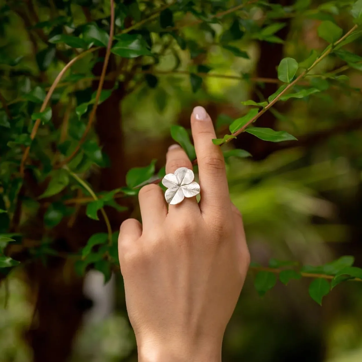 FLORA DANICA FIRKLØVER SØLV RING - FLC-StRi-S
