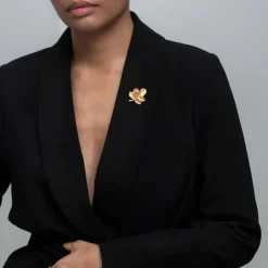 FLORA DANICA ROSE BROCHE I FORGYLDT SØLV - ROS-BRO-G