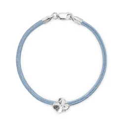 FLORA DANICA SILKE ARMBÅND BLÅT FIRKLØVER SØLV - FLC-SILK-BLUE-18-S