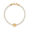FLORA DANICA SILKE ARMBÅND CHAMPAGNE MED FORGYLDT SØLV 18 CM - FLC-SILK-CHAMPAGNE-18-G