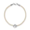 FLORA DANICA SILKE ARMBÅND CHAMPAGNE MED FIRKLØVER 16,5 CM - FLC-SILK-CHAMPAGNE-16-S