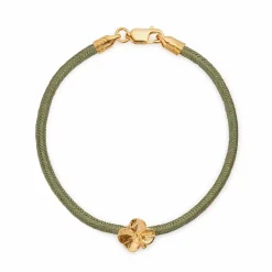 FLORA DANICA SILKE ARMBÅND OLIVEN FIRKLØVER FORGYLDT SØLV - FLC-SILK-OLIVE-16-G