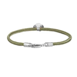 FLORA DANICA SILKE ARMBÅND OLIVEN FIRKLØVER SØLV - FLC-SILK-OLIVE-16-S
