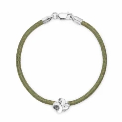 FLORA DANICA SILKE ARMBÅND OLIVEN FIRKLØVER SØLV - FLC-SILK-OLIVE-16-S
