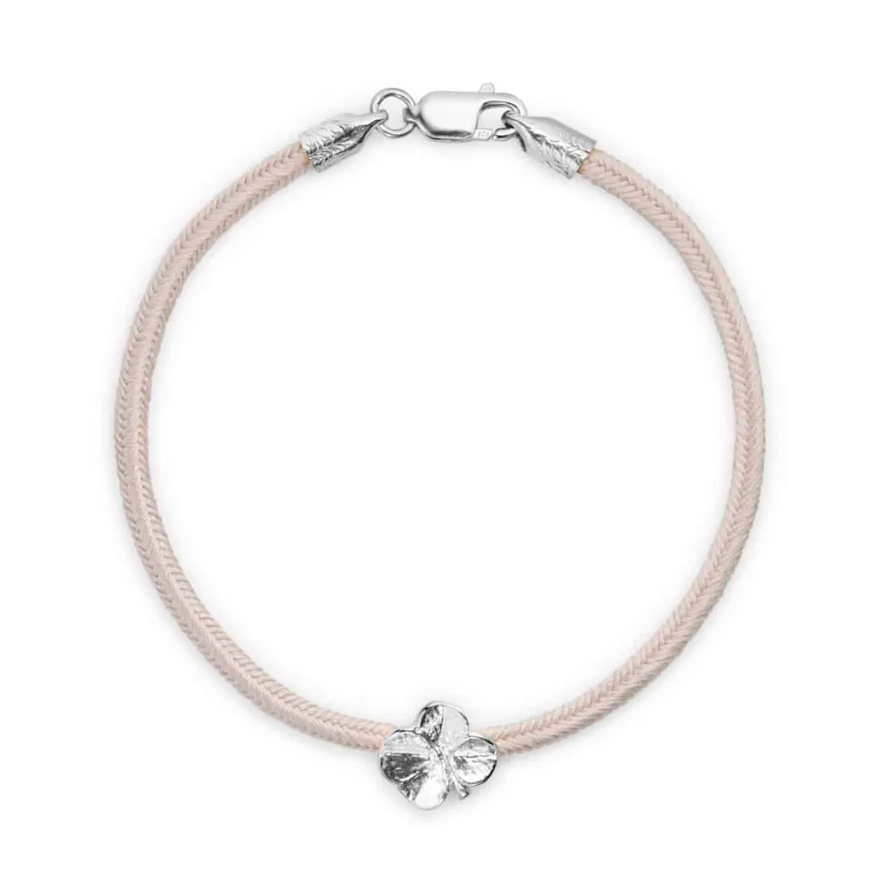 FLORA DANICA SILKE ARMBÅND ROSA FIRKLØVER SØLV - FLC-SILK-ROSE-18-S
