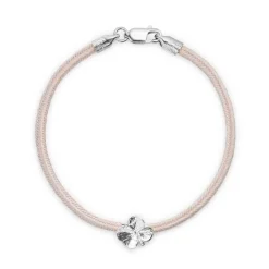 FLORA DANICA SILKE ARMBÅND ROSA FIRKLØVER SØLV - FLC-SILK-ROSE-16-S