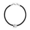 FLORA DANICA SILKE ARMBÅND SORT FIRKLØVER SØLV - FLC-SILK-BLACK-18-S