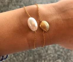 HEIRING BAROK ARMBÅND FORGYLDT SØLV MED PERLE - 29-8-90FG