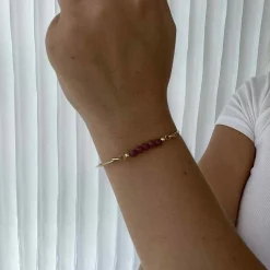 HEIRING PINK RHODONIT TOP TIL MULTI ARMRING I FORGYLDT SØLV - 53-4-92FG