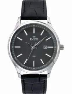 INEX HERRE STÅL DATO SORT REM - A76202S5I
