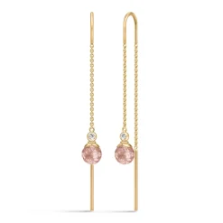 JULIE SANDLAU BERRY CHAIN EARRING MED TURMALIN ROSE FARVET KRYSTAL - HKS790GDTRCRCZ