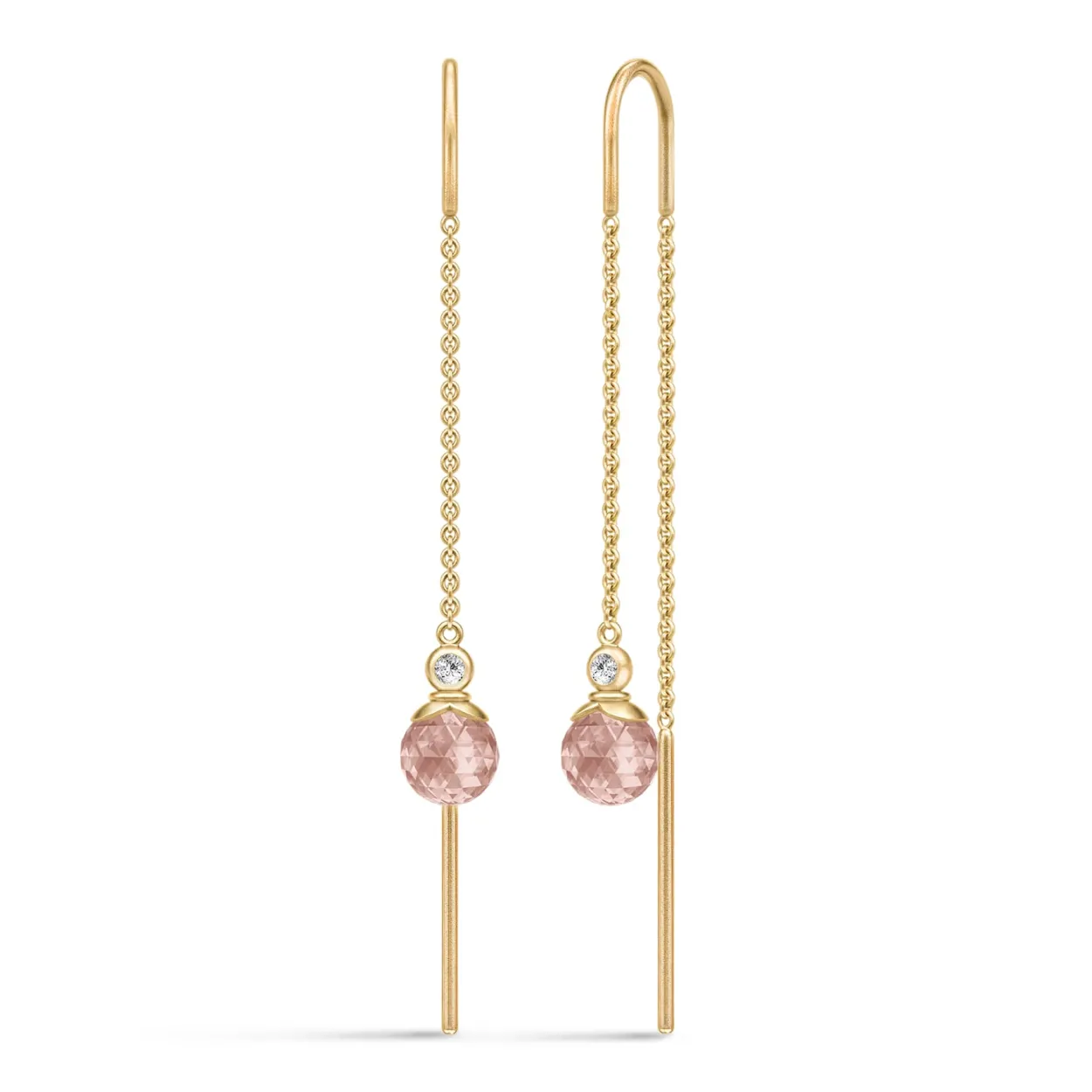 JULIE SANDLAU BERRY CHAIN EARRING MED TURMALIN ROSE FARVET KRYSTAL - HKS790GDTRCRCZ