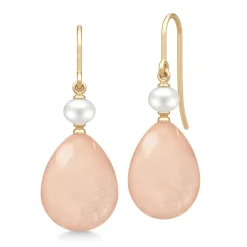 JULIE SANDLAU ELENE ØRERINGE I 14 KARAT GULD MED ROSY MOONSTONE - YG14-HKS829WHPLRSMN
