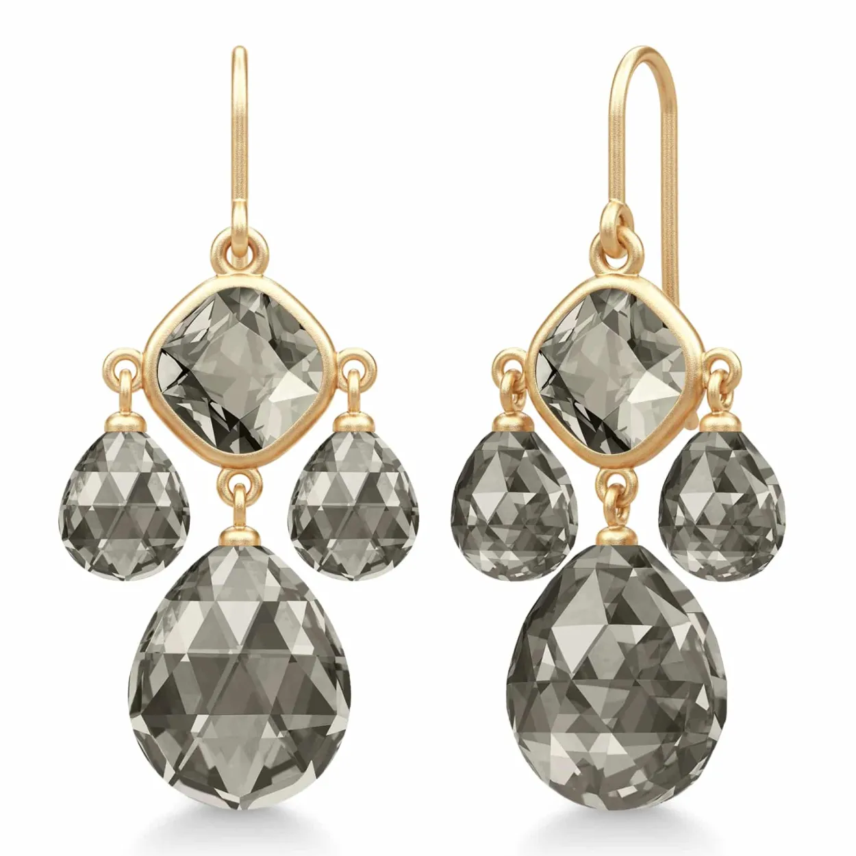 JULIE SANDLAU OLIVIA CHANDELIER FORGYLDT SØLV MED SMOKEY KRYSTALLER – HKS777GDSMCR