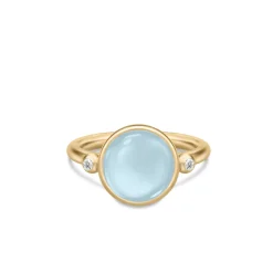 JULIE SANDLAU PRIME RING FORGYLDT SØLV MED MILKY AQUA KRYSTAL – RI248GDMLAQCRCZ